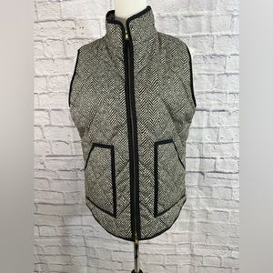 J. Crew‎ Herringbone Printed Quilted Puffer Vest Size Medium Style 02533